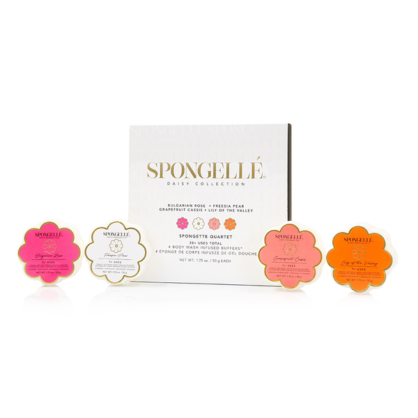 Spongette Quartet Gift Set Travel Size Body Wash Infused Buffer