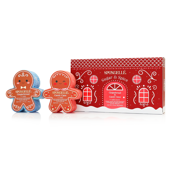 Sugar & Spice Holiday Gingerbread Gift Set of 2 Body Wash Infused Buffers