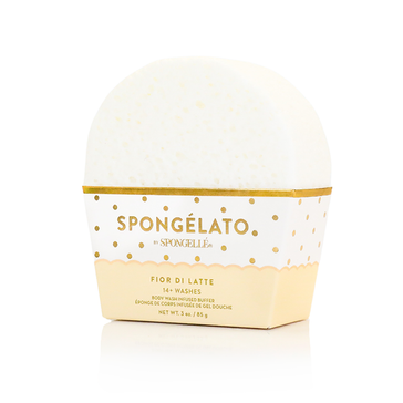 Spongelato Body Wash Infused Buffer in Fior de Latte White Sponge
